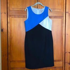 Women’s Kaspar Blue, White, and Black MIDI Dress Size 12P